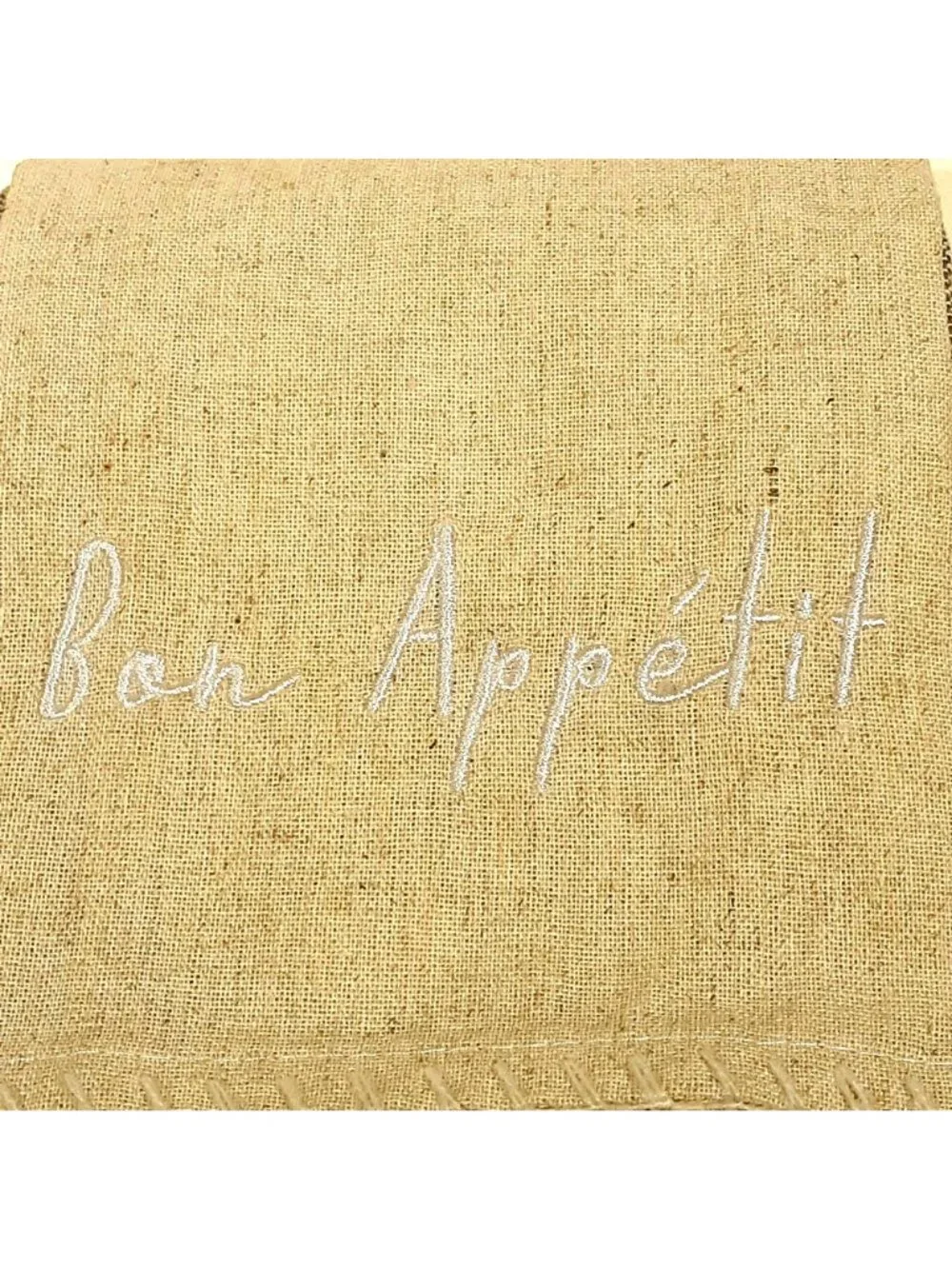Bon Appetit Embroidered Kitchen Dish Hand Towels Set of 2 Cotton Linen